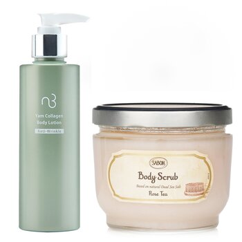 Sabon Sabon Body Scrub - Rose Tea  X Natural Beauty Yam Collagen Body Lotion